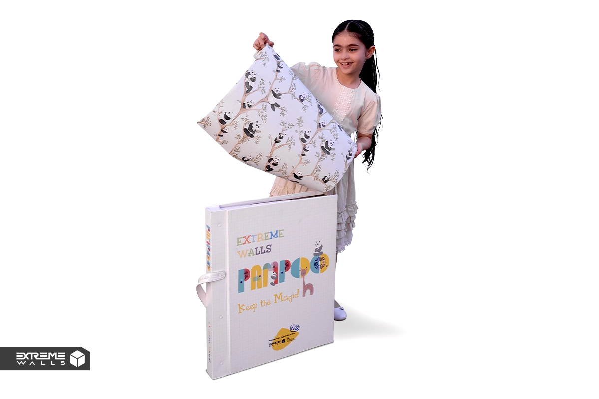 Pampoo wallpapers use color psychology to create a calming and creative kids’ room.