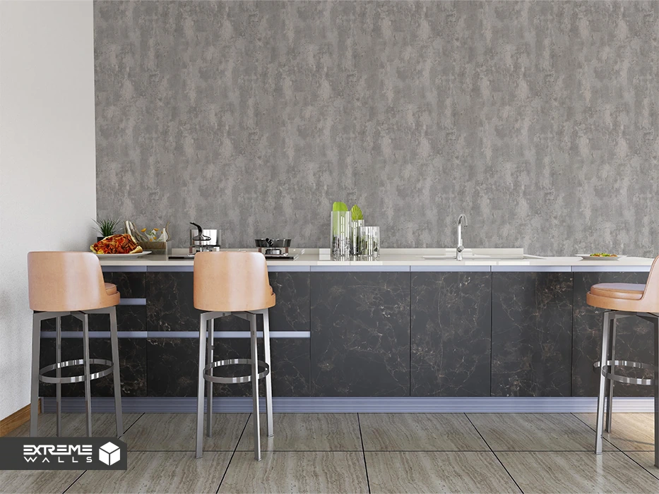 Vinyl PVC material used in wallpaper for durability, water resistance, and easy cleaning