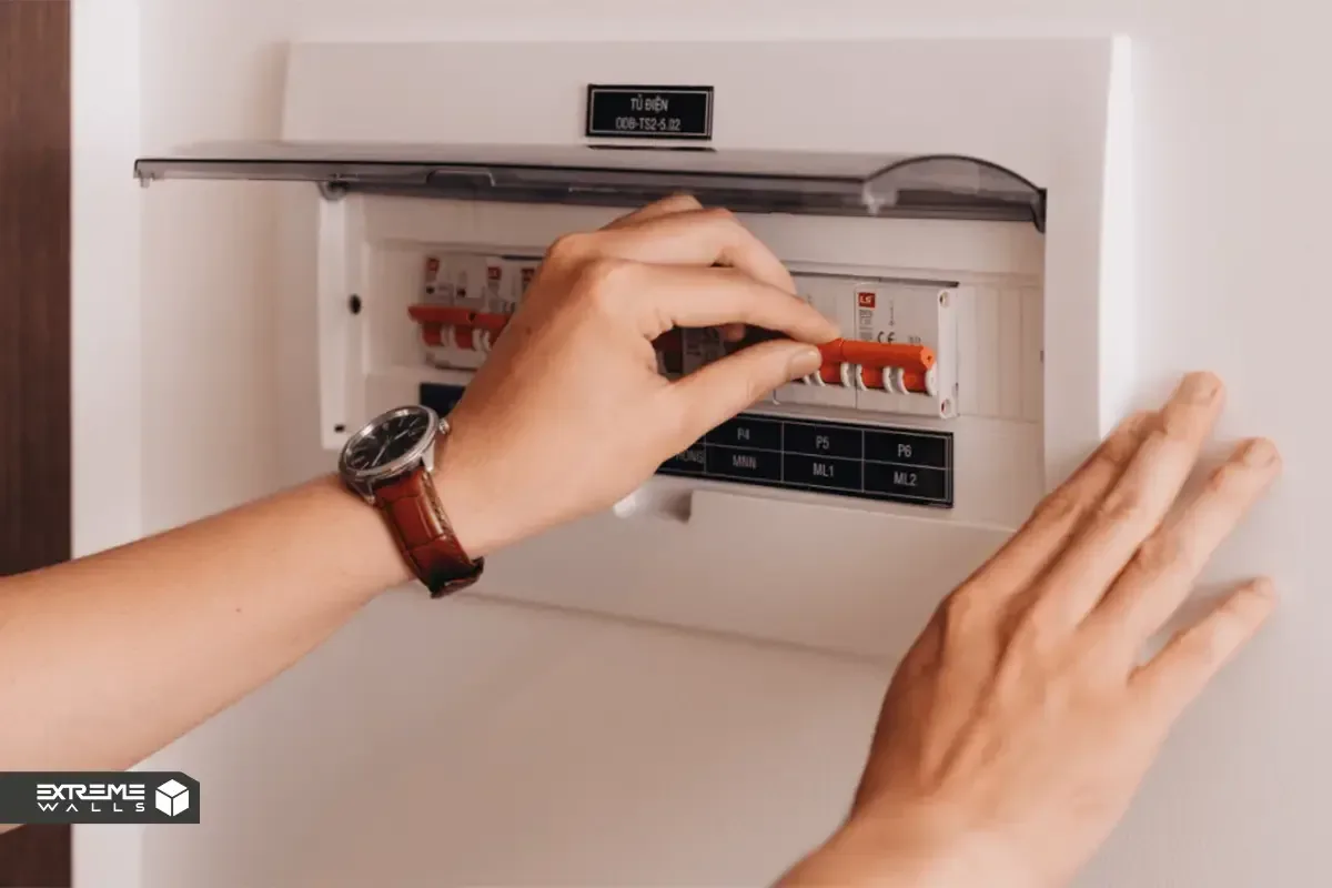 Turning off electricity before removing wallpaper, especially near outlets and switches for safety.