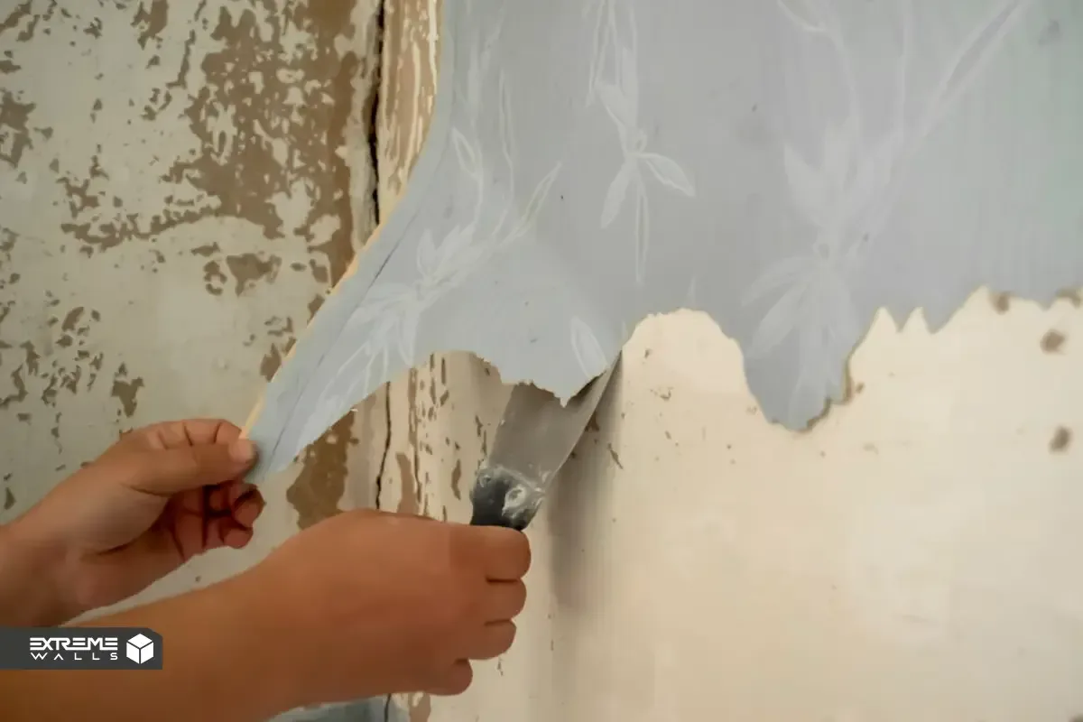 Removing wallpaper from a plastered wall using steam, a scraper, and proper preparation for safe and clean removal.