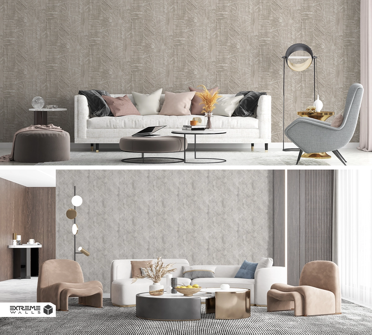 Geometric patterns with clean lines and shapes creating modern, organized decor.