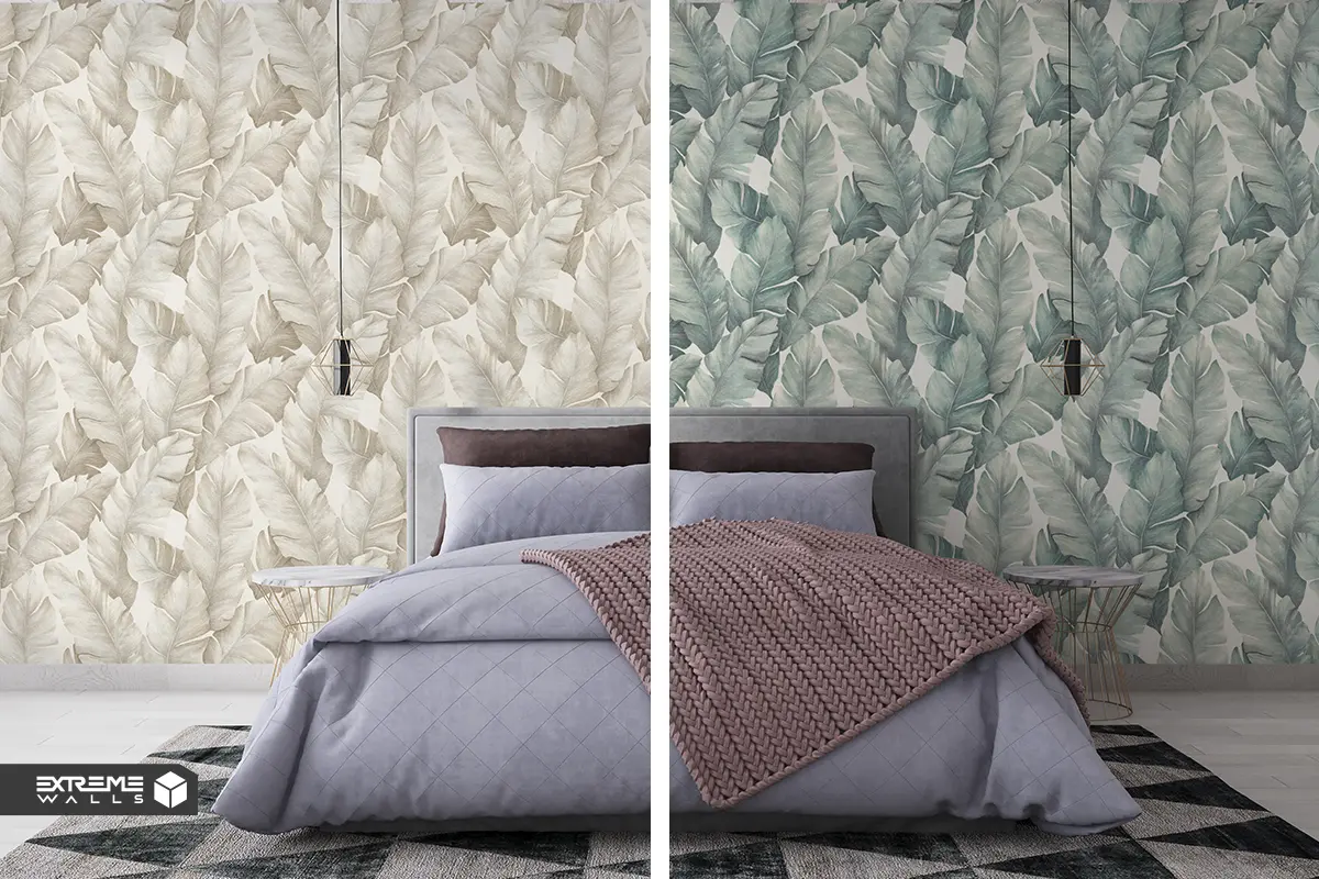 3D nature-inspired wallpaper with leaves, flowers, and layered realistic textures.