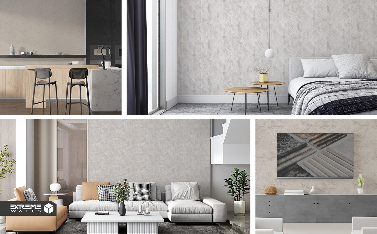 Modern wallpapers combining neutral and feature walls for a balanced, stylish interior.