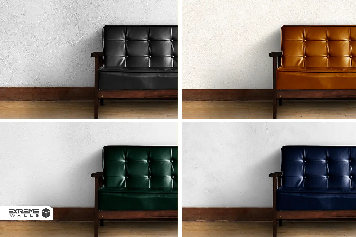 Small or windowless living room with light-colored walls creating a bright and airy atmosphere