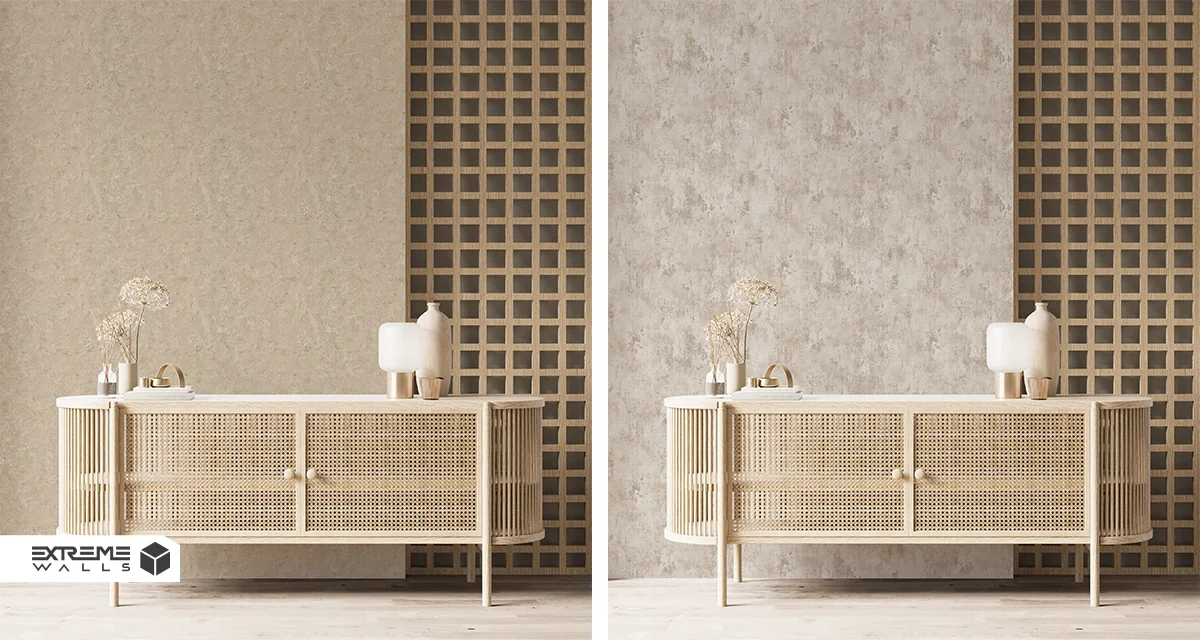 Elegant patina cream wallpaper adding depth and sophistication