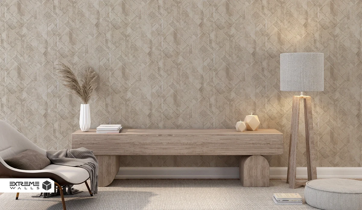 Geometric cream wallpaper adding modern structure and rhythm