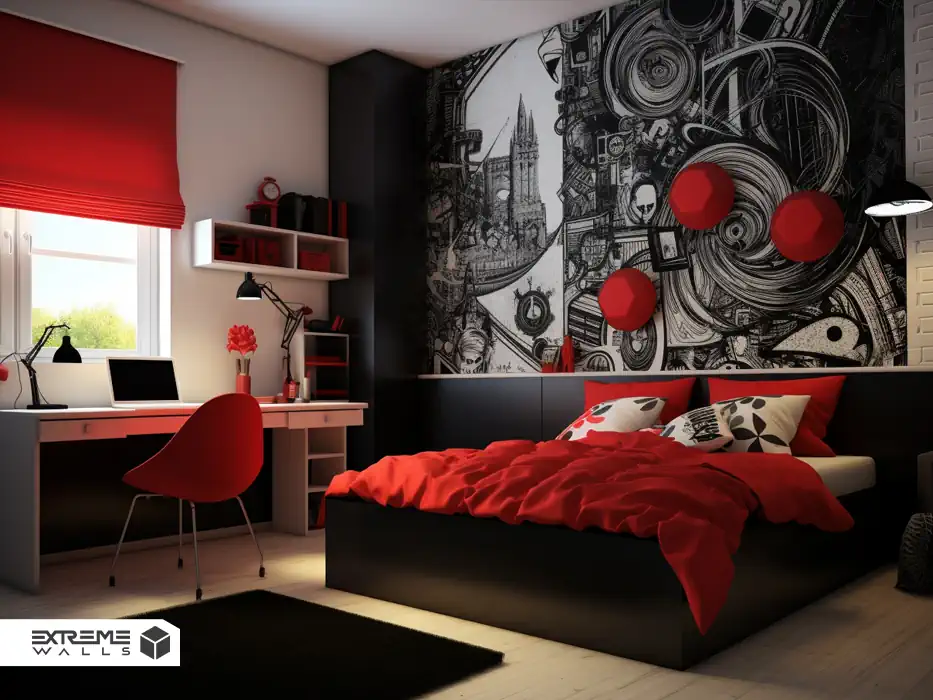 استفاده از وسایل قرمز رنگ در طراحی اتاق جوانان