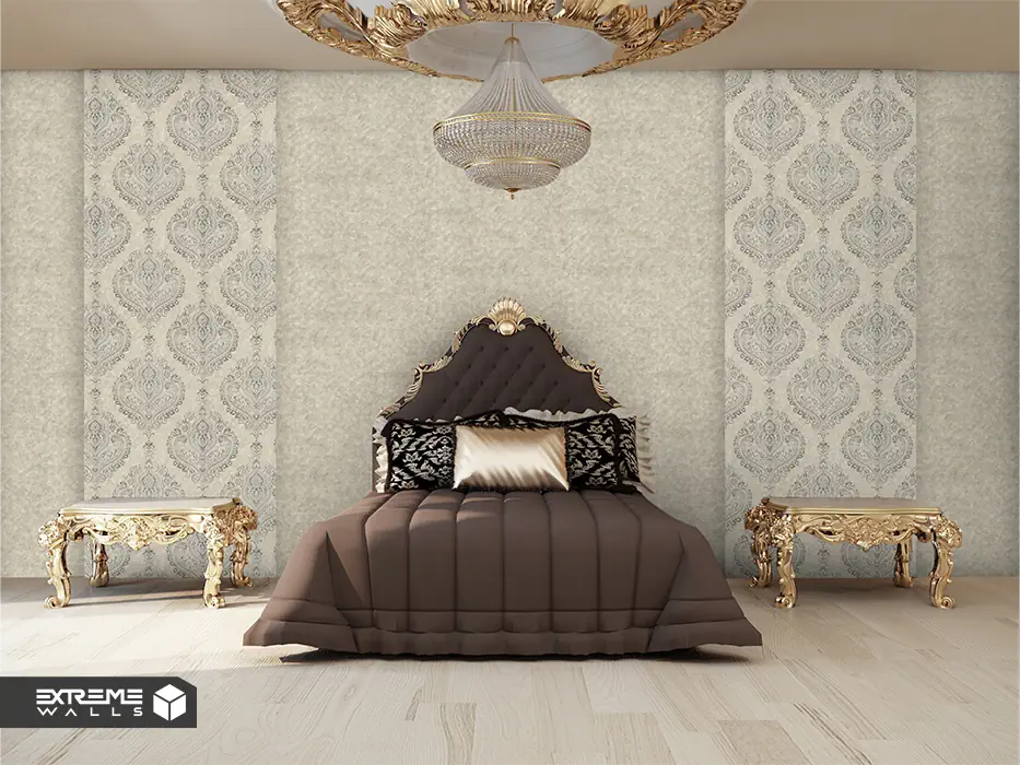 طرح‌های داماسک برای کاغذ دیواری اتاق خواب عروس و داماد