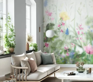 The combination of simple wallpaper with flowers