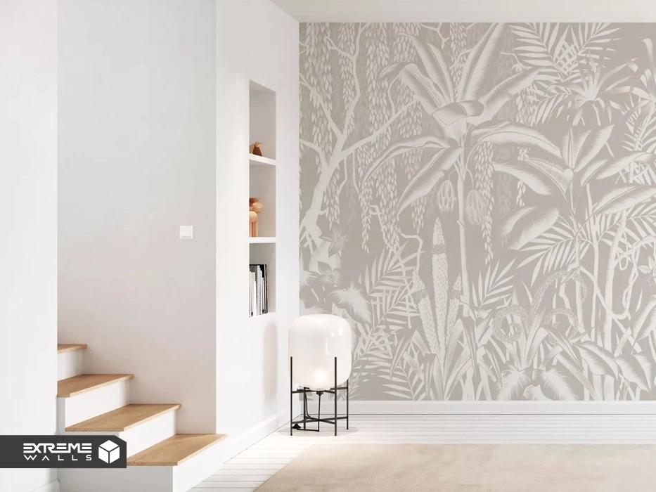 ترکیب کاغذ دیواری گلدار با ساده