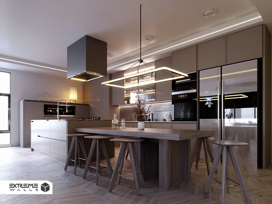 نورپردازی یکی از اصول طراحی آشپزخانه