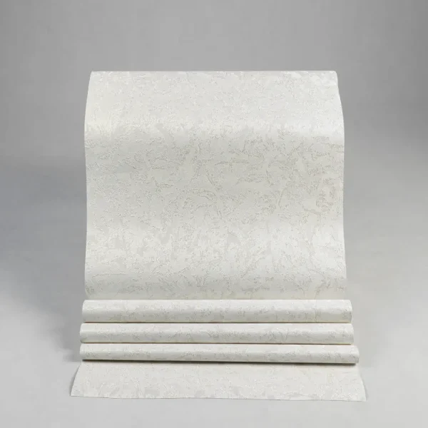 کاغذ دیواری طرح ساده کرم کد 917C (رول باز شده)