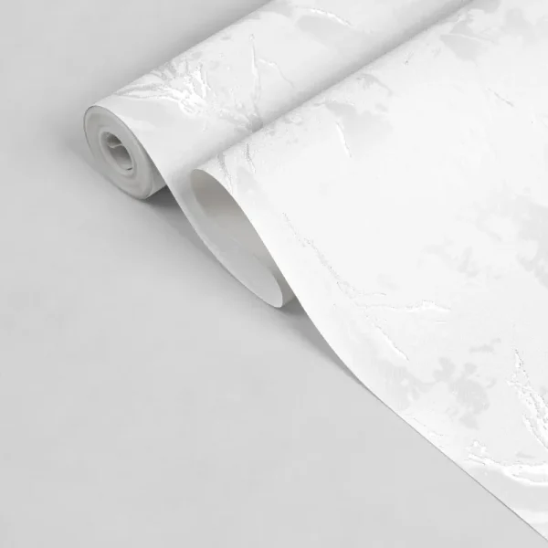 کاغذ دیواری طرح رگه‌دار سفید کد 918W (رول نیمه باز شده)
