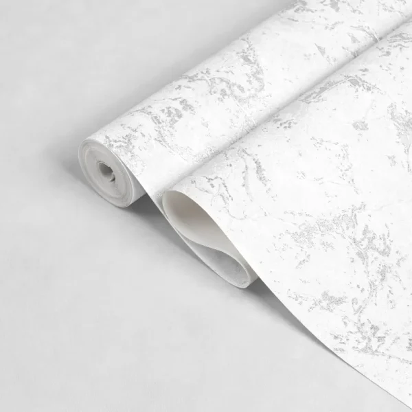 کاغذ دیواری طرح رگه‌دار سفید کد 919W (رول نیمه باز شده)