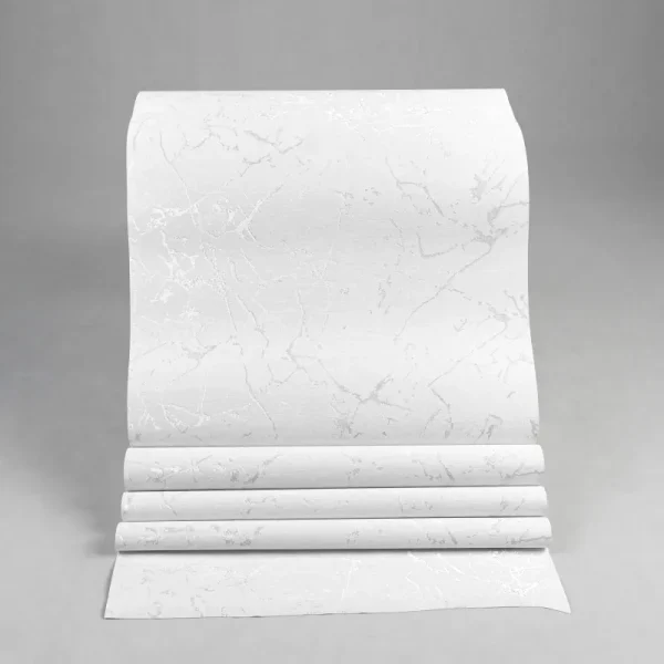 کاغذ دیواری طرح رگه‌دار سفید کد 921W (رول باز شده)