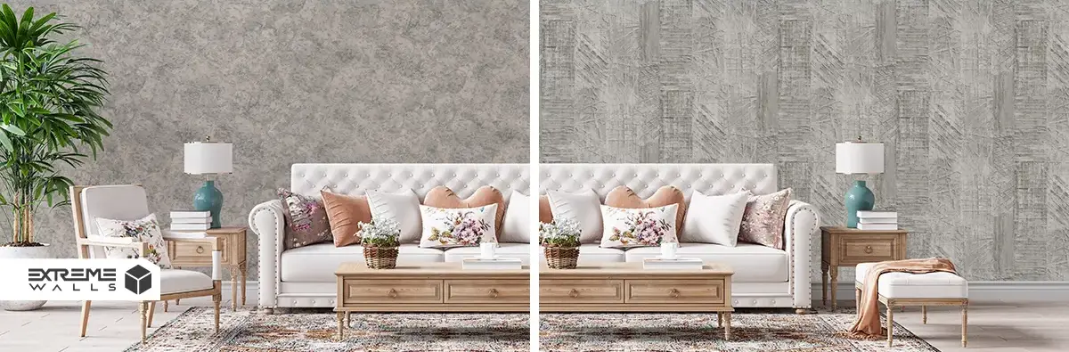 دیوارپوش پارچهای چیست؟ مقایسه دیوارپوش پارچهای با کاغذ دیواری 4 کاغذ دیواری پذیرایی