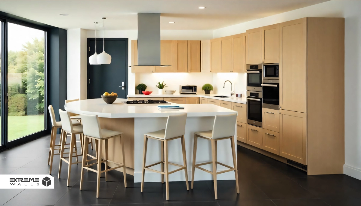 قوانین طلایی در طراحی دکوراسیون آشپزخانه مدرن 17 طراحی آشپزخانه مدرن با کابینت جزیره