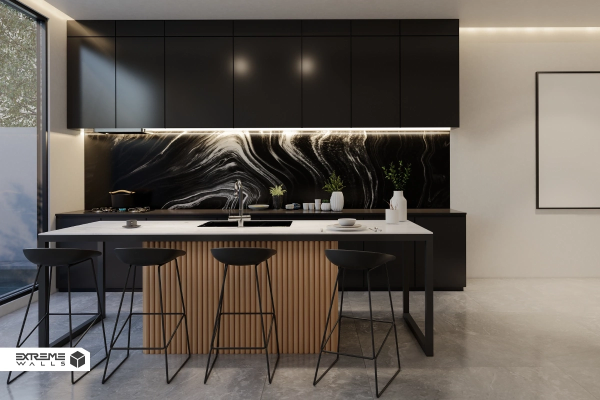 دکوراسیون آشپزخانه مدرن با رنگ مشکی