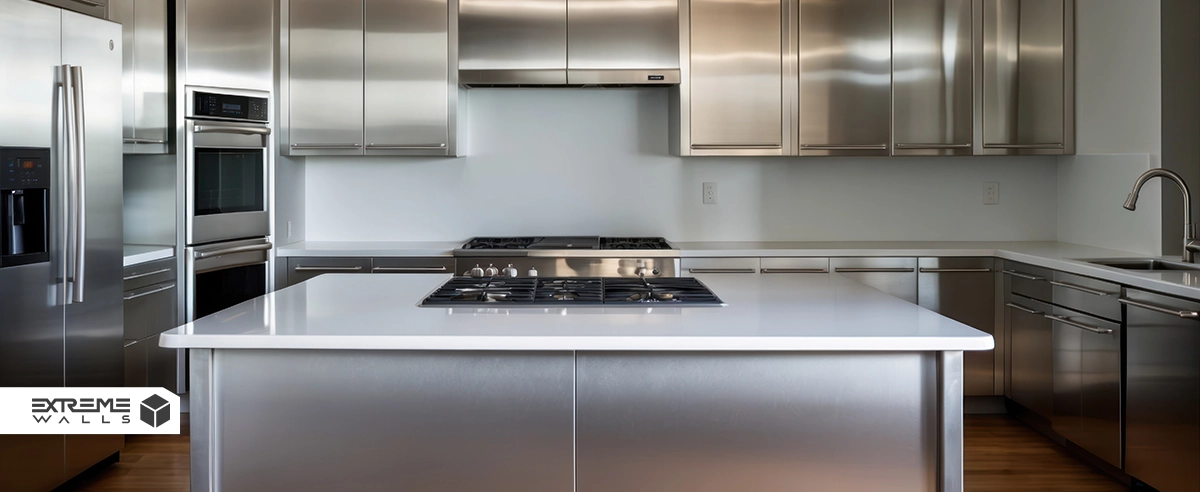 قوانین طلایی در طراحی دکوراسیون آشپزخانه مدرن 6 دکوراسیون آشپزخانه مدرن با رنگهای متالیک و صنعتی