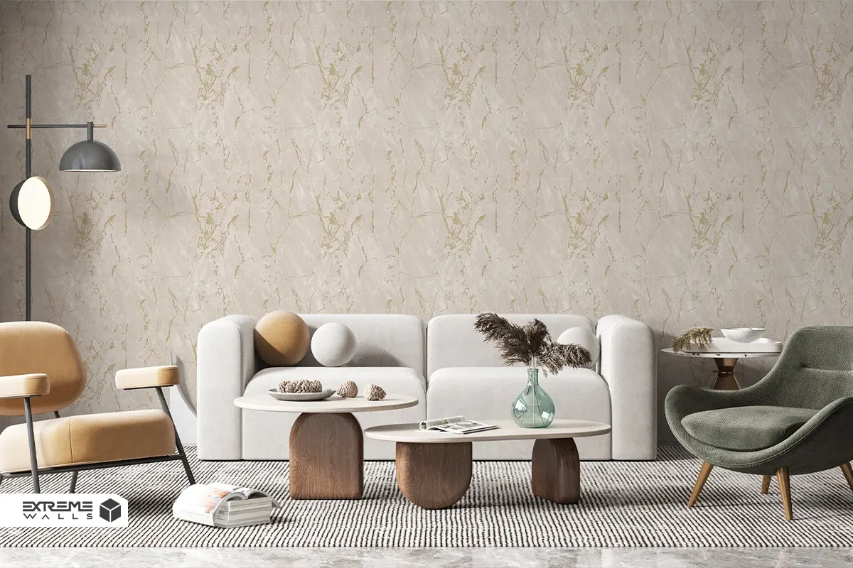 کاغذ دیواری طرح رگه ‌دار / پتینه کرم کد ۱۱۰۷۶ آلبوم تیتانیوم