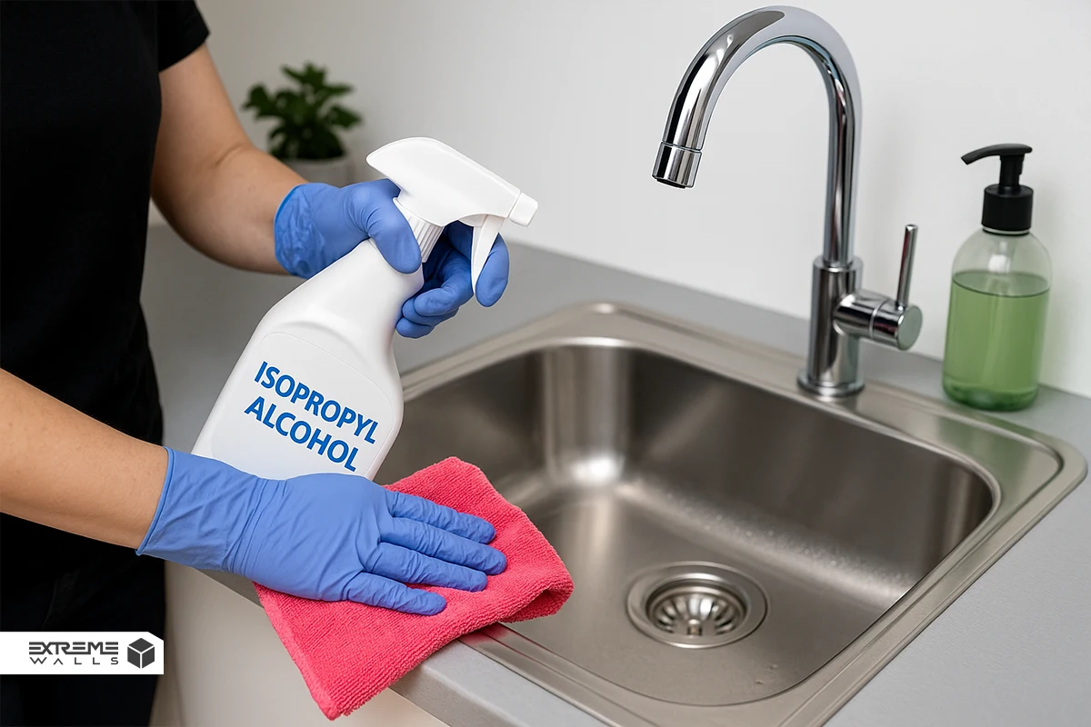 پاک کردن سینک ظرفشویی با الکل