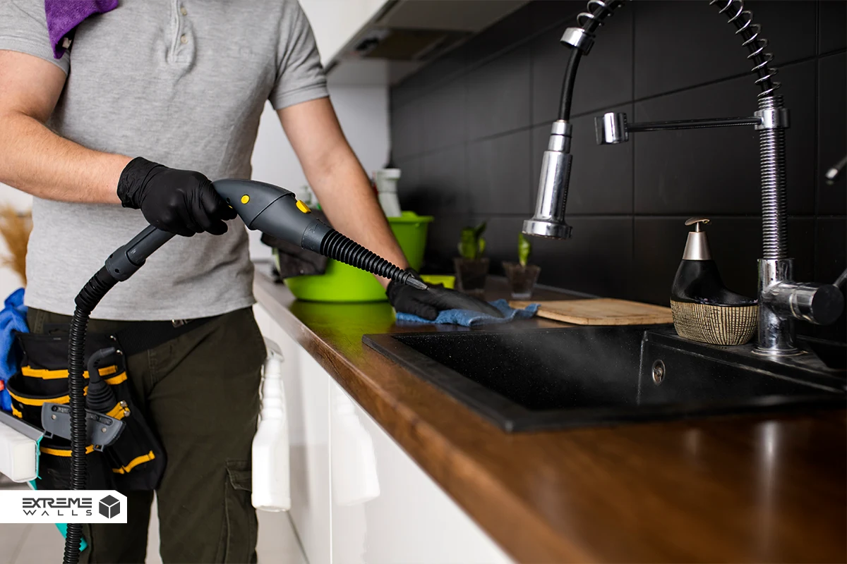 تمیز کردن سینک با استفاده از بخارشوی 