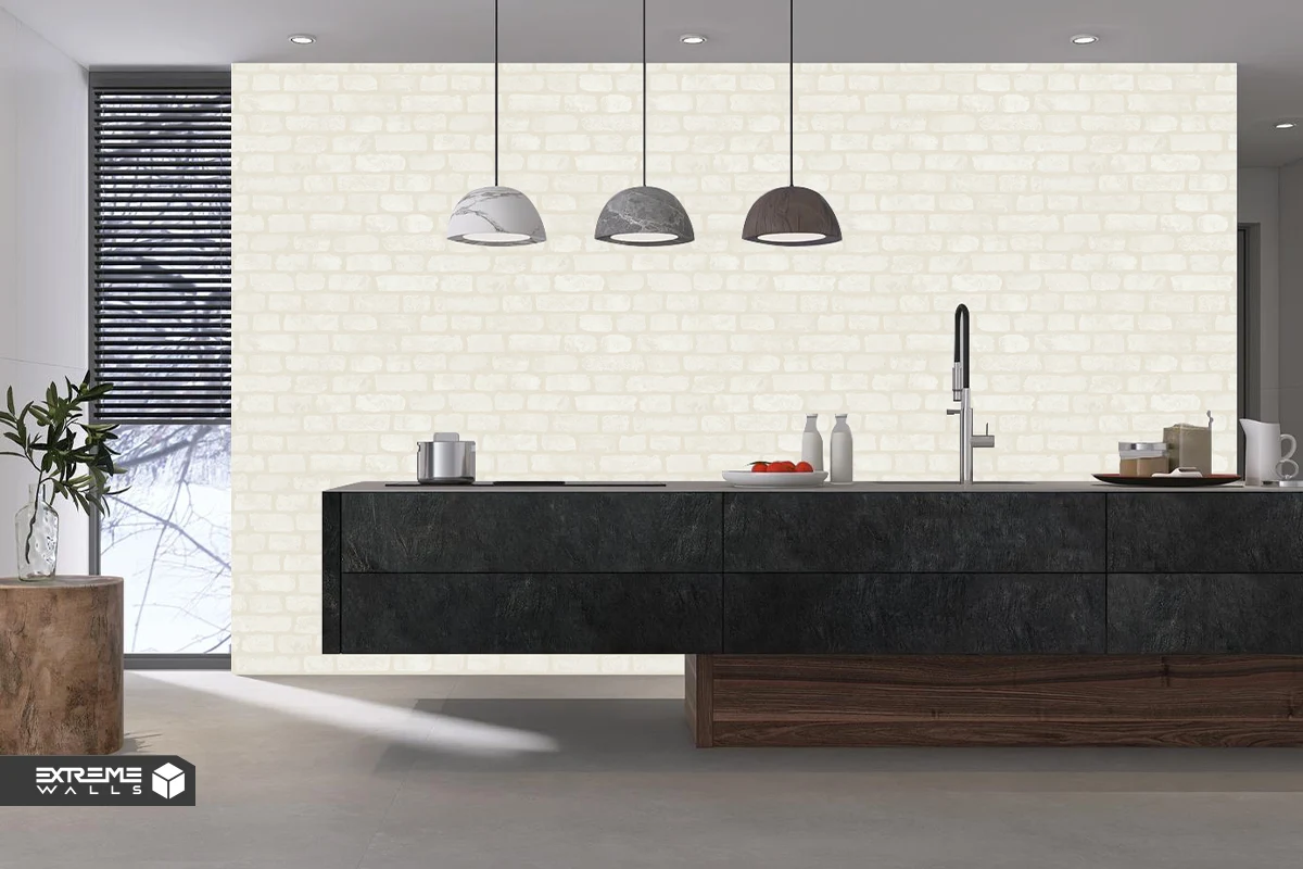 کاغذ دیواری طرح آجر سفید کد ۱۱۱۱۴ آلبوم تیتانیوم 