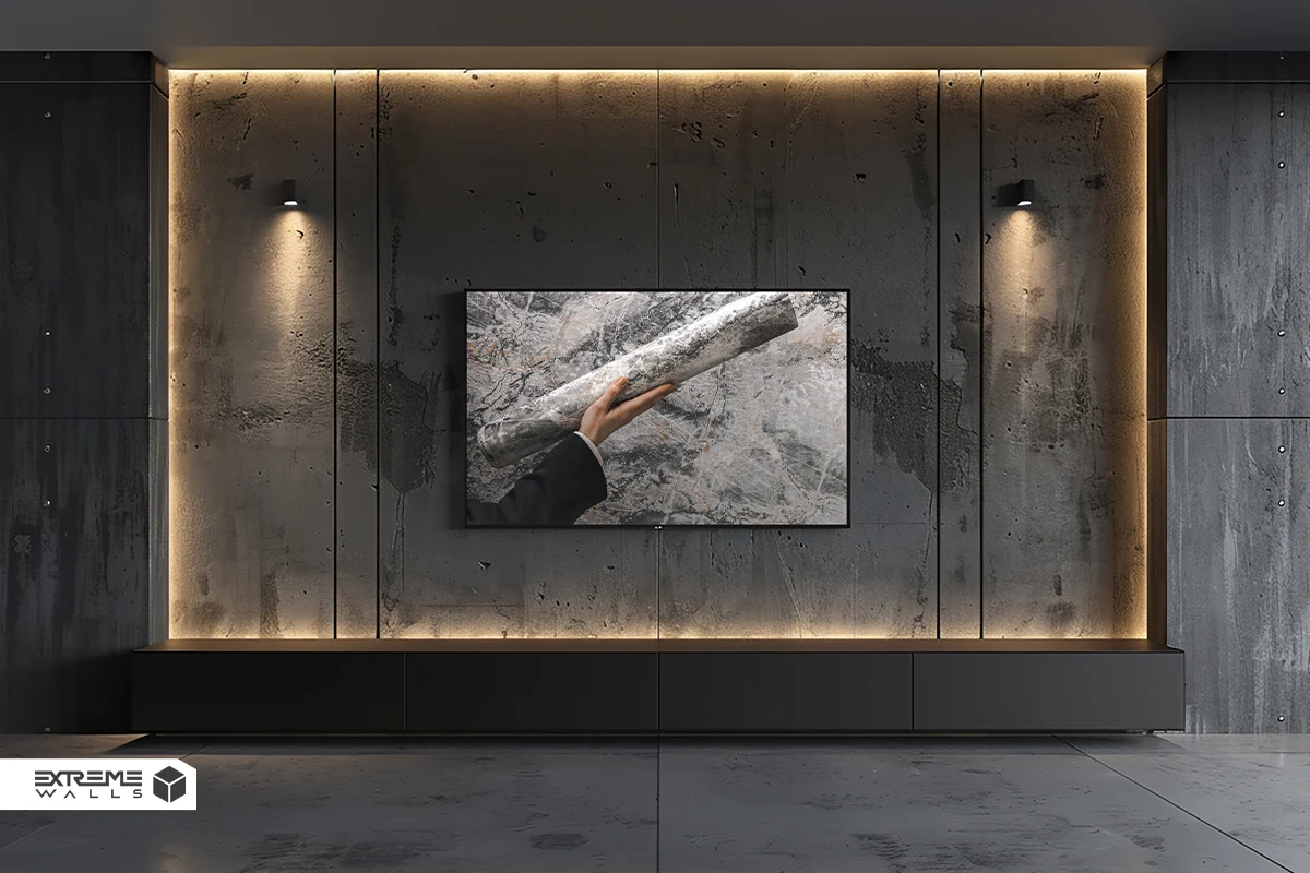 تی وی وال ترکیبی با نورپردازی مخفی و بک‌لایت