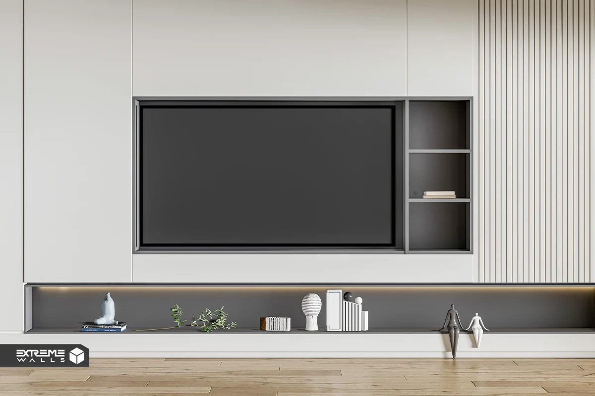 تی وی وال مینیمال با پنل‌های تخت و یکدست