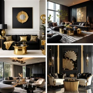 دکوراسیون لوکس با تم مشکی و طلایی| دکوراسیون مشکی طلایی خانه