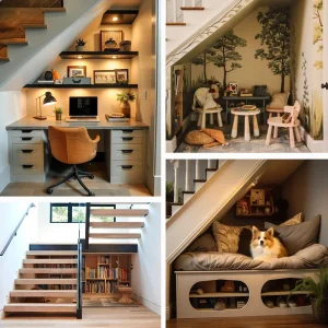 ایده های کاربردی برای طراحی فضای زیر پله| استفاده از زیر پله