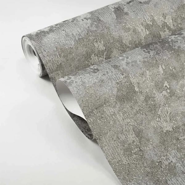 کاغذ دیواری طرح پتینه خاکستری کد ۱۰۰۱۰ (رول تا شده)