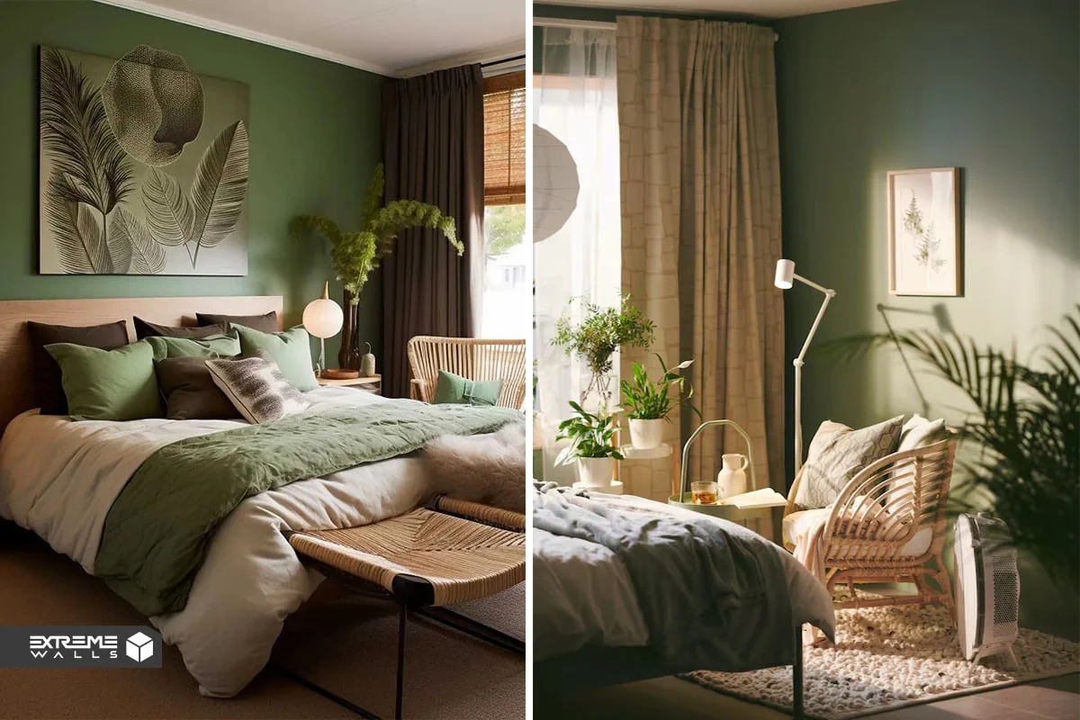 جدیدترین ایده های طراحی اتاق خواب با تم و دکور سبز رنگ 15 استفاده از گیاهان در اتاق خواب دکور سبز
