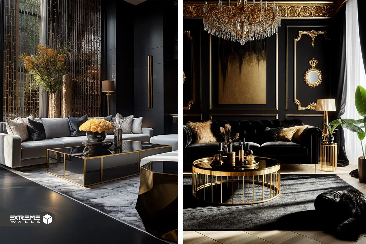 "افزودن کوسن‌های مشکی طلایی برای تکمیل دکوراسیون منزل" 