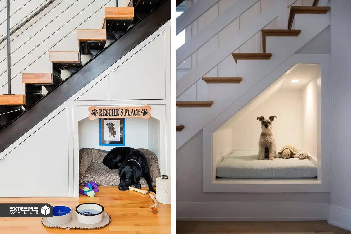 طراحی فضای زیر پله جهت نگهداری راحت و مرتب حیوانات در خانه 