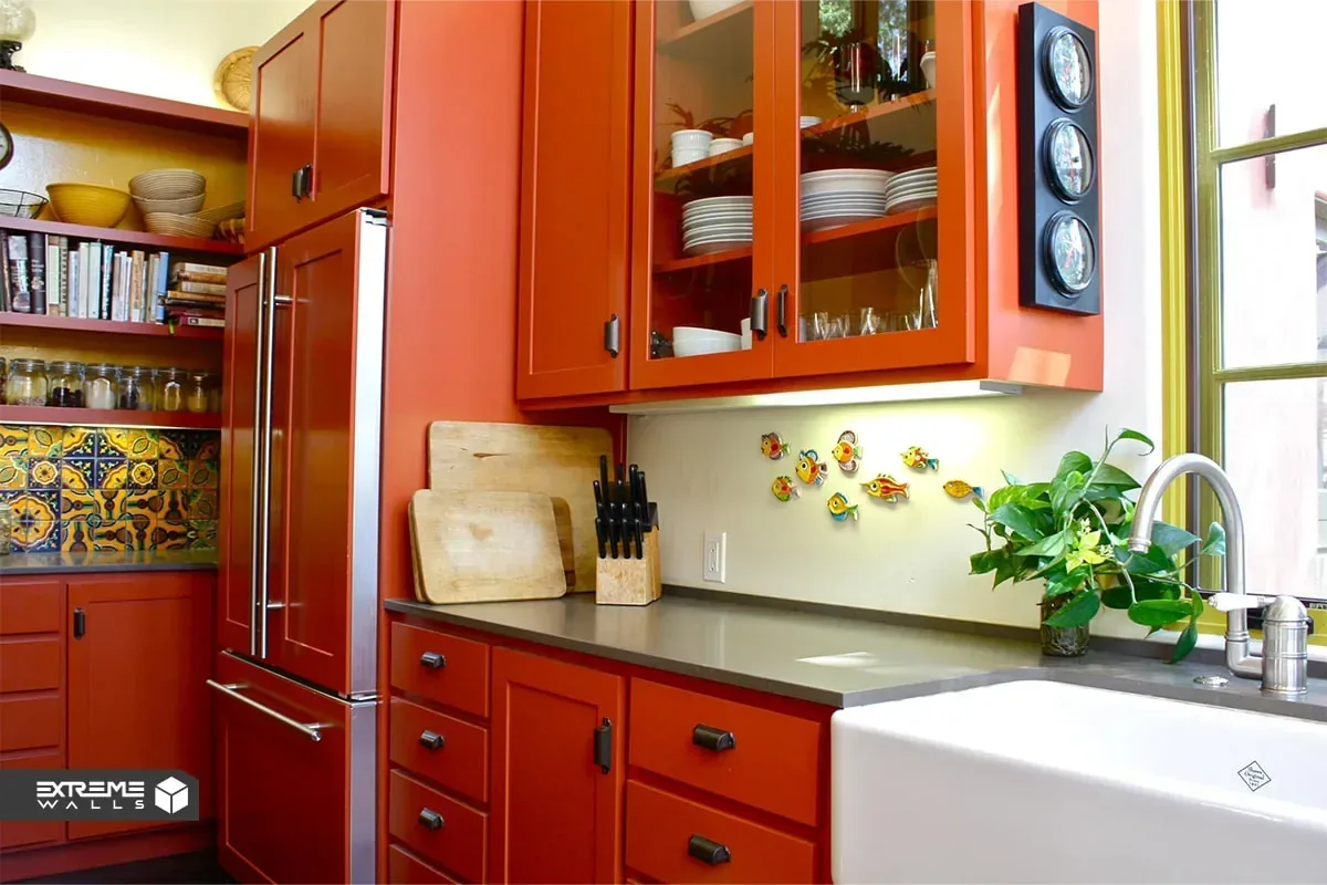 کابینت آشپزخانه نارنجی سوخته یا آجری