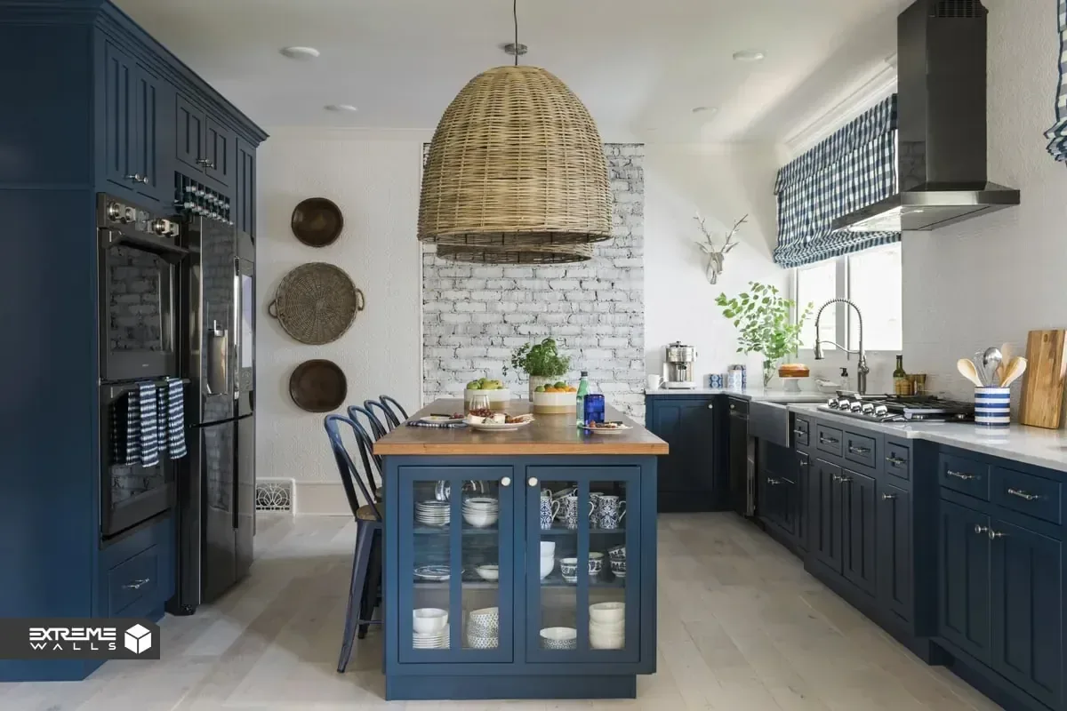 کابینت آشپزخانه آبی_خاکستری