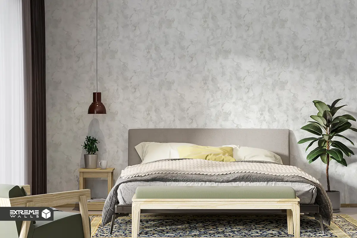 تاثیر انتخاب کاغذ دیواری اتاق خواب در بهبود کیفیت خواب 7 انتخاب کاغذ دیواری اتاق خواب پتینه برای عمق و وسعت بصری