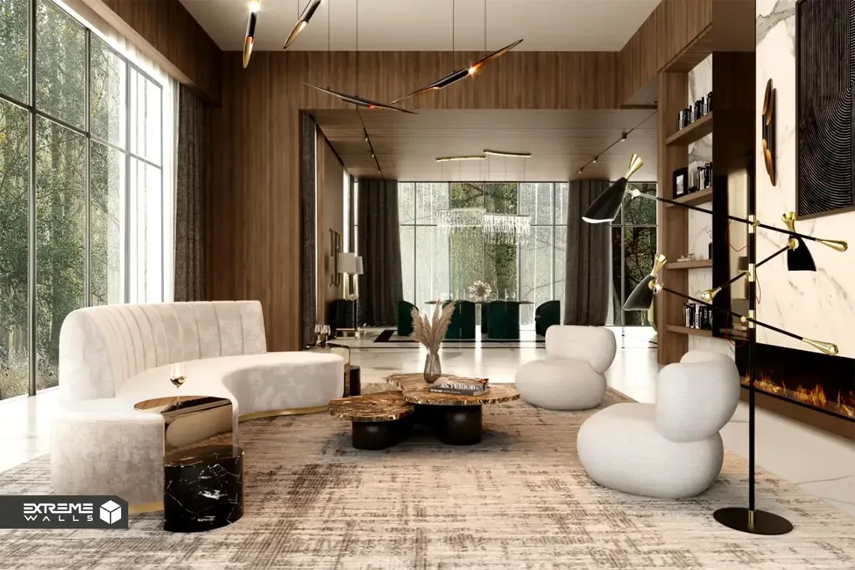 مهمترین تفاوت سبک مدرن و نئوکلاسیک در طراحی داخلی 11  مواد طبیعی همچون چوب و سنگ در سبک مدرن