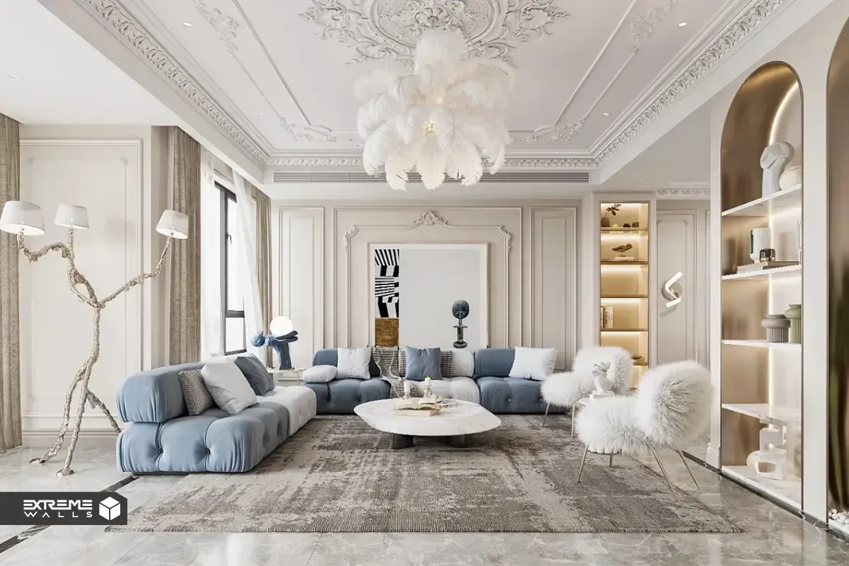 مهمترین تفاوت سبک مدرن و نئوکلاسیک در طراحی داخلی 13 استفاده از سنگهای لوکس مانند مرمر و گرانیت در سبک نئوکلاسیک