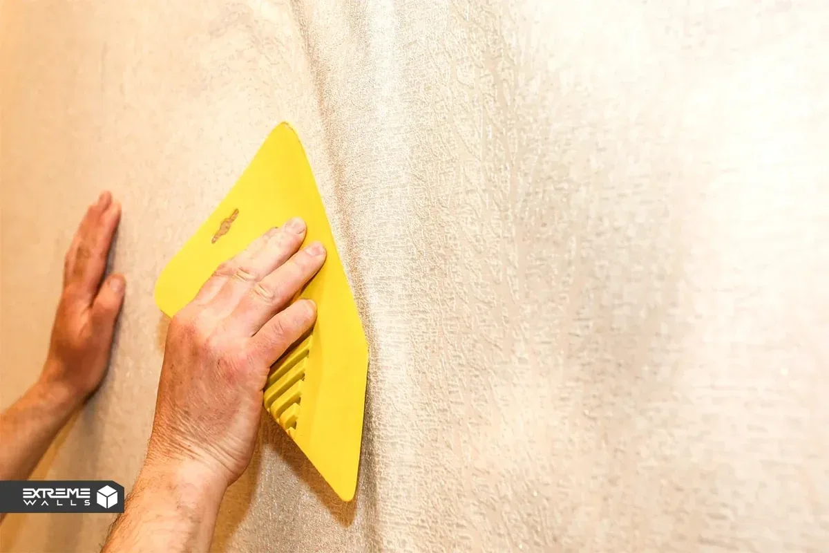 کاربردی ترین روش های ترمیم کاغذ دیواری پاره شده و آسیب دیده 9 تصویر مراحل رفع حباب کاغذ دیواری، از ایجاد خراش تا صاف کردن نهایی