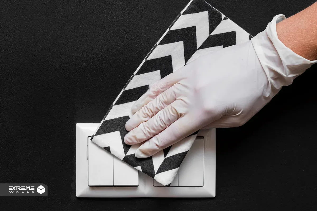 کاربردی ترین روش های ترمیم کاغذ دیواری پاره شده و آسیب دیده 33 نحوه تمیز کردن اطراف کلید و پریز با نوک انگشت