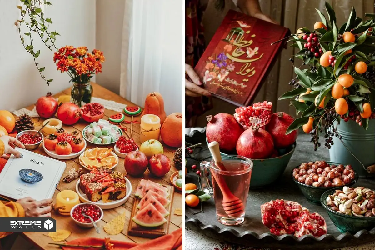 استفاده از دیوان و فالنامه‌ی حافظ در دیزاین میز یلدایی