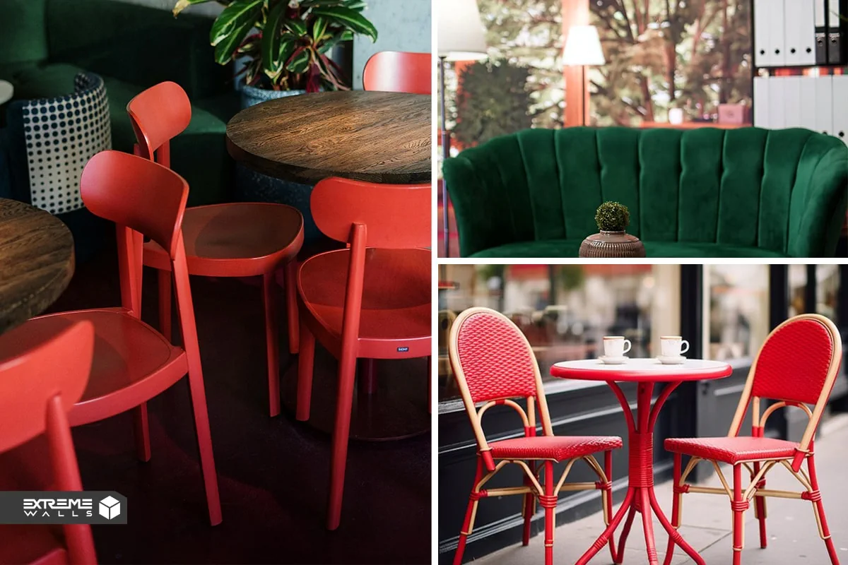 استفاده از میز و صندلی هایی با رنگ های گرم