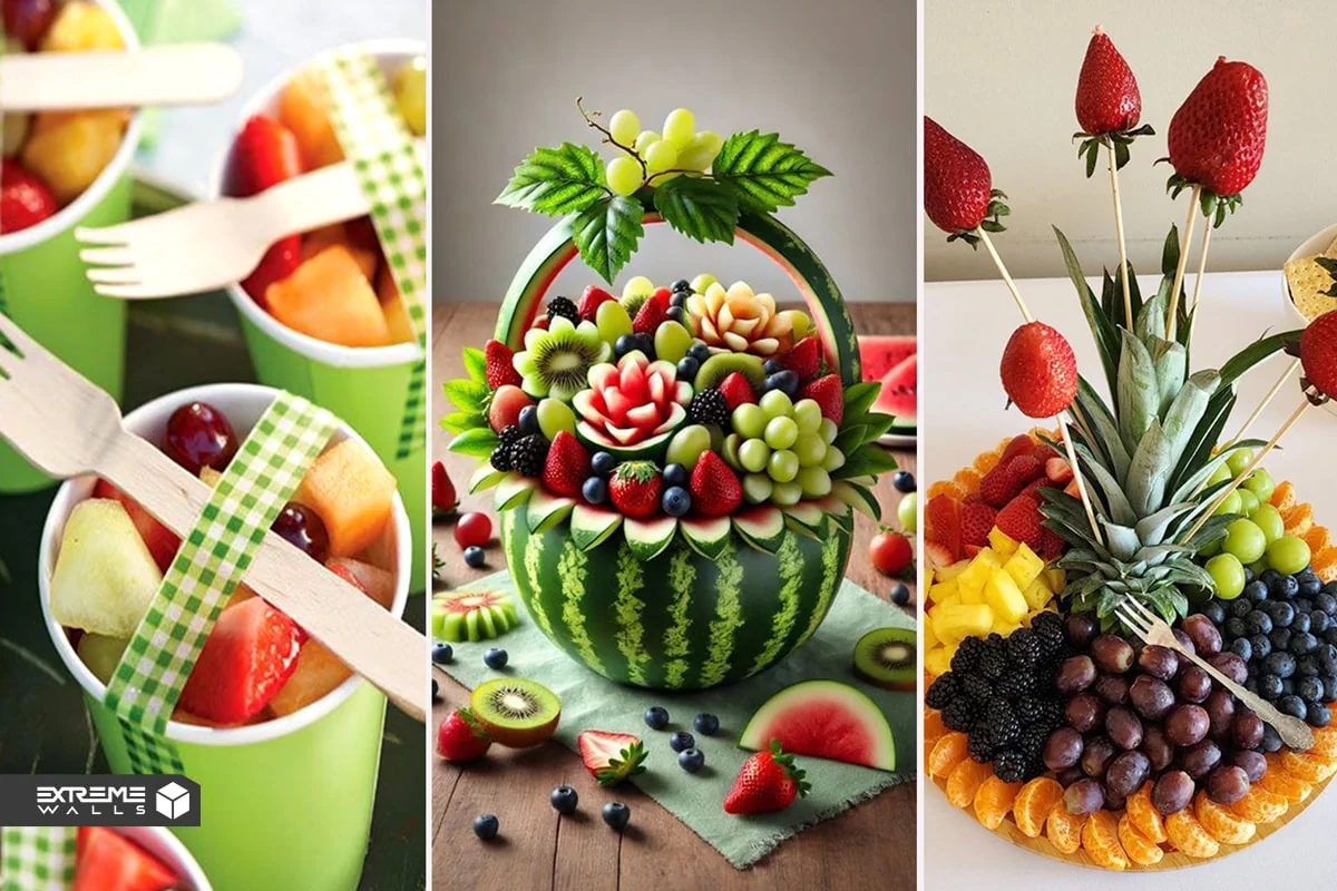 چیدمان میوه ها ی سرخ یلدایی روی میز