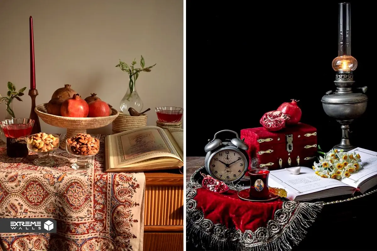 استفاده از دیوان و فالنامه‌ی حافظ در دیزاین میز یلدایی