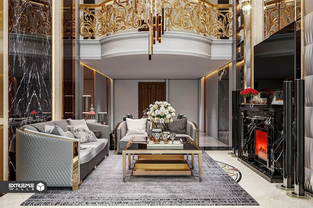 استفاده از رنگهای متالیک در دکوراسیون داخلی|طراحی لاکچری 1 "رنگهای متالیک در دکوراسیون داخلی؛ جلوهای لوکس و درخشان"