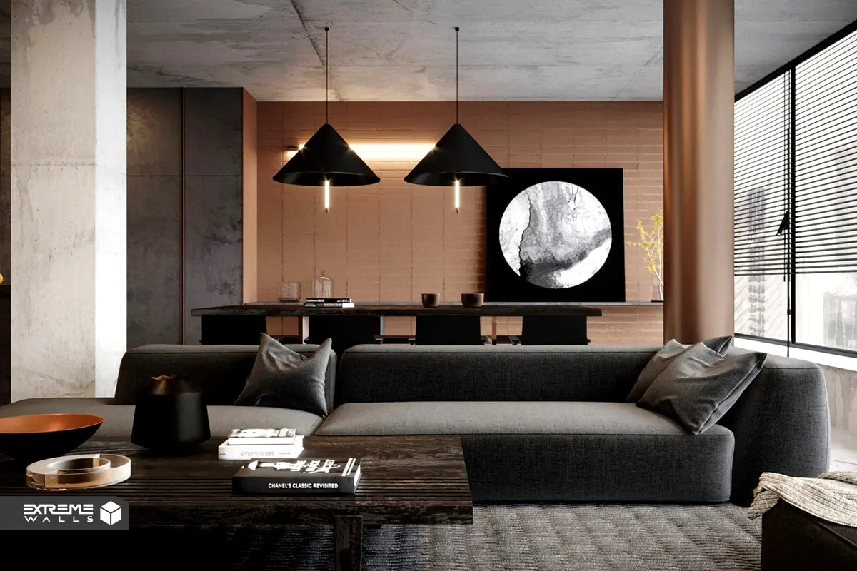 استفاده از رنگهای متالیک در دکوراسیون داخلی|طراحی لاکچری 17 "رنگهای متالیک در دکوراسیون داخلی؛ هماهنگی با رنگهای مشکی و طوسی"