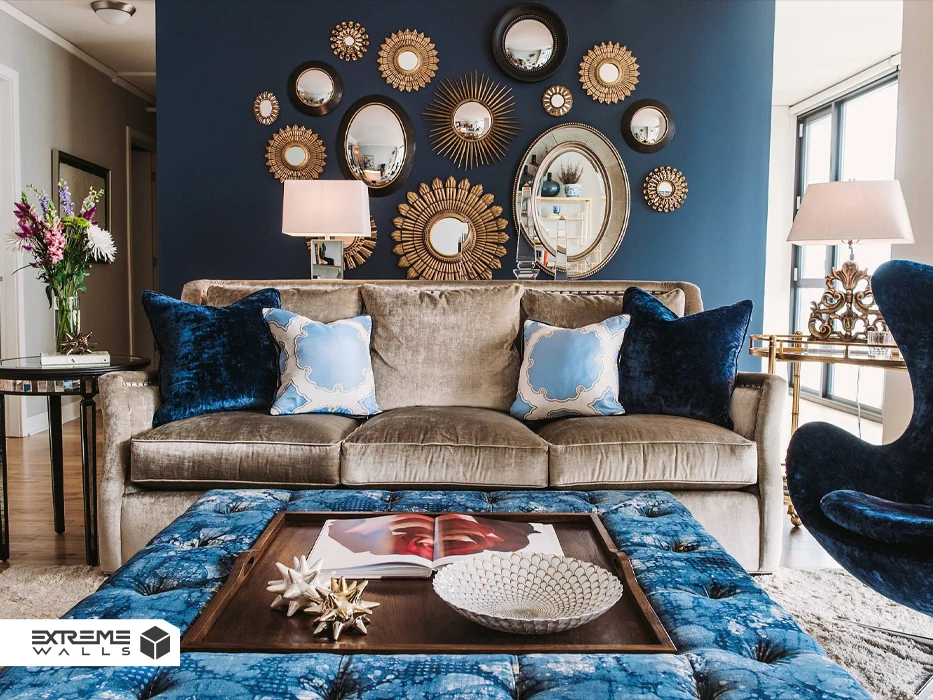 ترکیب رنگ طلایی و فیروزه ای در دکوراسیون داخلی