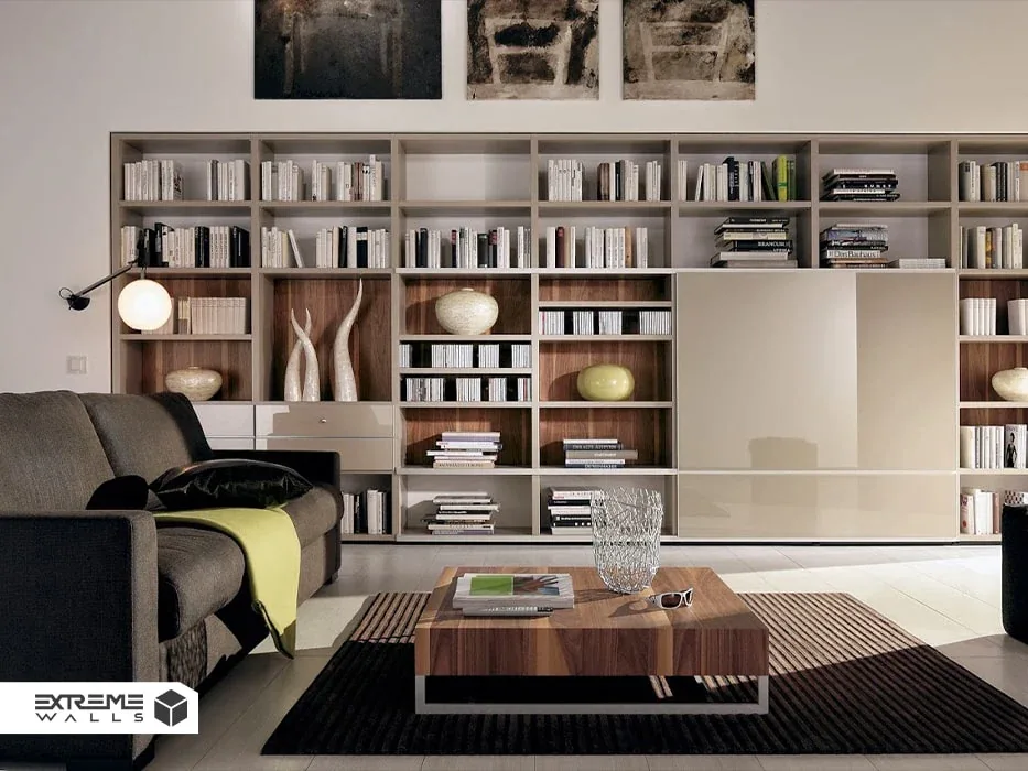 طراحی کتابخانه برای اتاق نشیمن